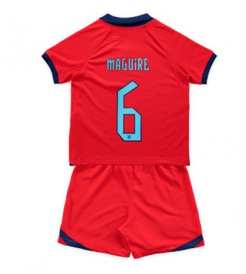 Anglia Harry Maguire #6 Koszulka Wyjazdowych Dziecięca MŚ 2022 Krótki Rękaw (+ Krótkie spodenki)